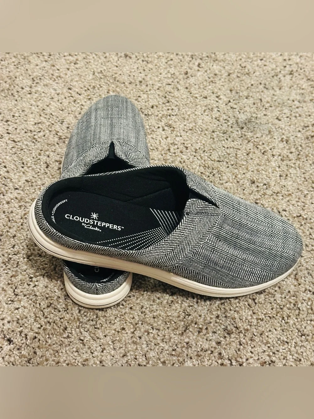 Cloudsteppers by Clarks Men's Black & White Herringbone Slip-On Loafers